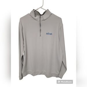 Peter Millar Perth Stretch Terry Quarter Zips, British Grey. Size L. "MOST" logo
